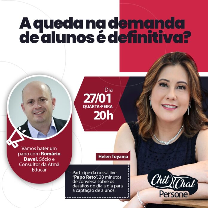Queda de número de alunos é tema da live promovida pela Persone Educação