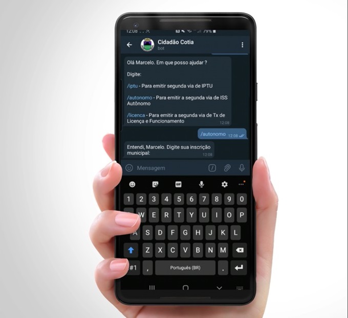 Por meio do Telegram, contribuinte de Cotia acessa 2ª via de tributos