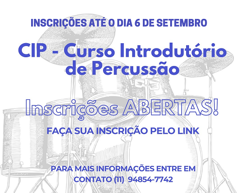 Inscrições abertas para Curso Introdutório de Percussão