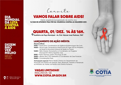 Cotia lança nova Ação em Saúde no Dia Mundial de Luta contra a AIDS