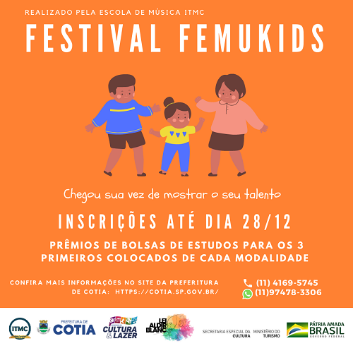 FEMUKids abre inscrições para festival que concederá bolsas de estudos de música em Cotia