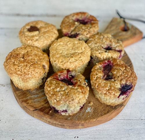 Muffin de amora com ovo plant based