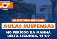 Nota oficial: aulas suspensas na rede municipal de Cotia na manhã de segunda-feira (14)